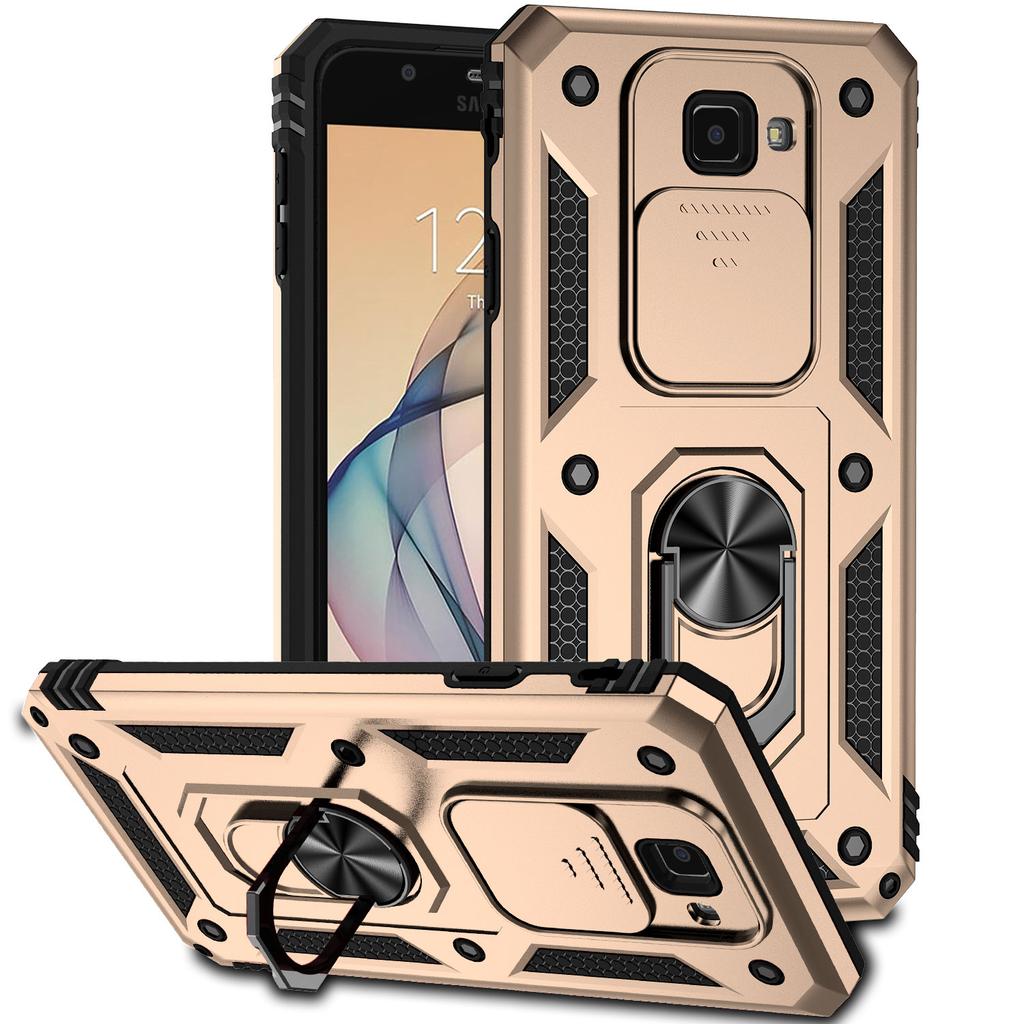 Military Grade Armor Shockproof Case For Samsung Galaxy J7 Prime Ring Holder Slide Window Camera Lens Protection Back Cover