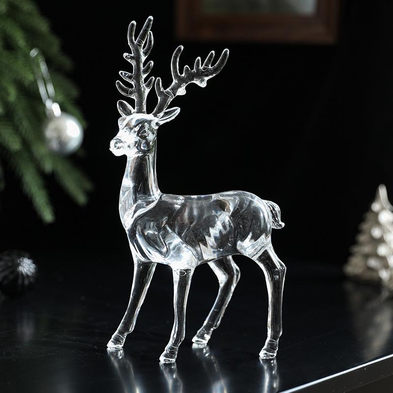 Transparent Acrylic Ice Crystal Reindeer Ornament - American Snow Scene Christmas Decoration
