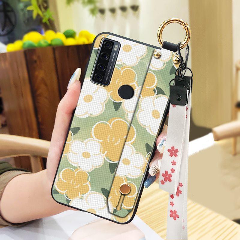 Oil Painting Fashion Design Phone Case For TCL 20 SE Anti-knock Dirt-resistant Durable Kickstand Wristband Wrist Strap