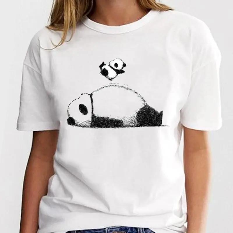 New Panda Lovely Cute Tshirt Clothing Cartoon Graphic Print Short Sleeve Fashion Casual T Shirt Women Soft Clothing