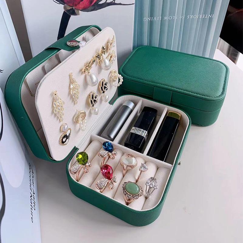 Portable Jewelry Storage Box Travel Organizer Jewelry Case Leather Storage Earrings Necklace Ring Jewelry Organizer Display