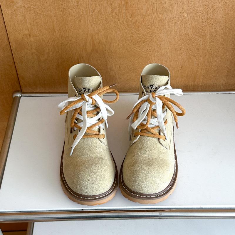 Thick-soled non-slip Martin boots for women's 2025 autumn new fashionable versatile double-lace-up lightweight small height-increasing short boots