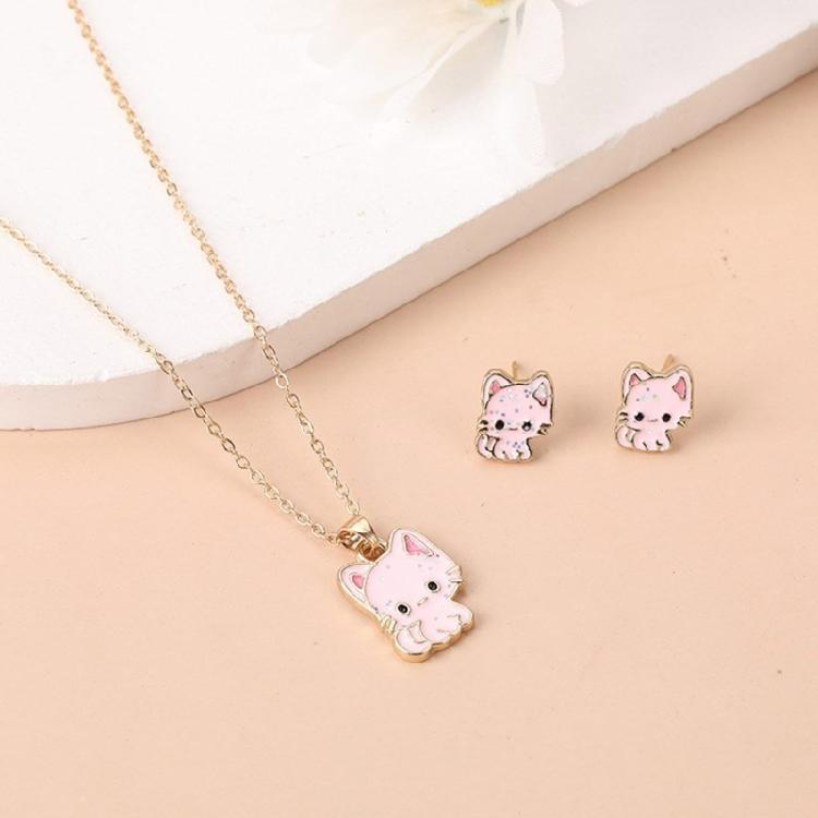 Unique Cats Ear Jewelry Pendant Necklace Cartoon Cats Ear Studs Alloy Texture Perfect for Fashion Style Individuals