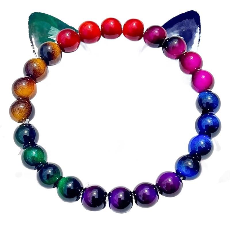 8mm colorful tiger eye bracelet, glass material bead, fashionable crystal bracelet, jewelry 8mm