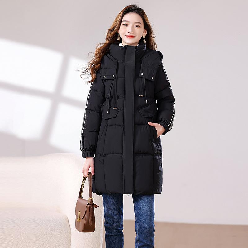 Down and padded jacket women's mid-length model 2025 new winter thickened padded jacket loose cotton jacket