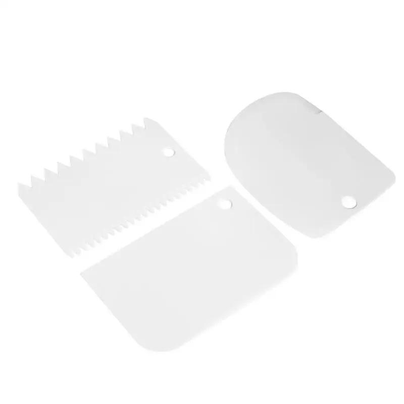 3 ks/sada plastových nožů na těsto, pečení, cukrářské nástroje, škrabka na fondán, zdobení, hladké špachtle, kráječe na dorty