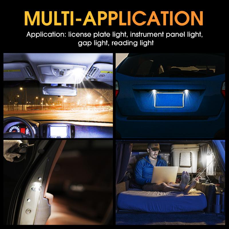 T10 LED Bulbs Car Interior Dome Reading License Plate Light Signal Light 12V Wide Light White Interior Car Light Accessories