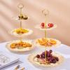 3-Tier Ceramic Dessert Stand with Metal Frame-European Style Buffet Display for Cakes, Fruits,Tea Party Wedding Table Decor
