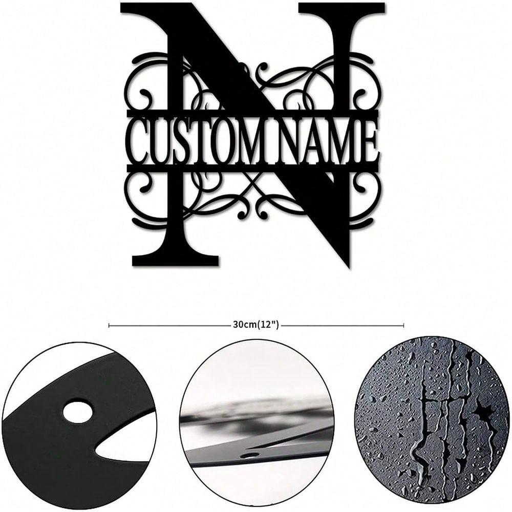 Personalized Metal Wall Art Custom Initials Family Name Light Beam Design Iron Steel Decor Home Porch Garden Gift Birthday