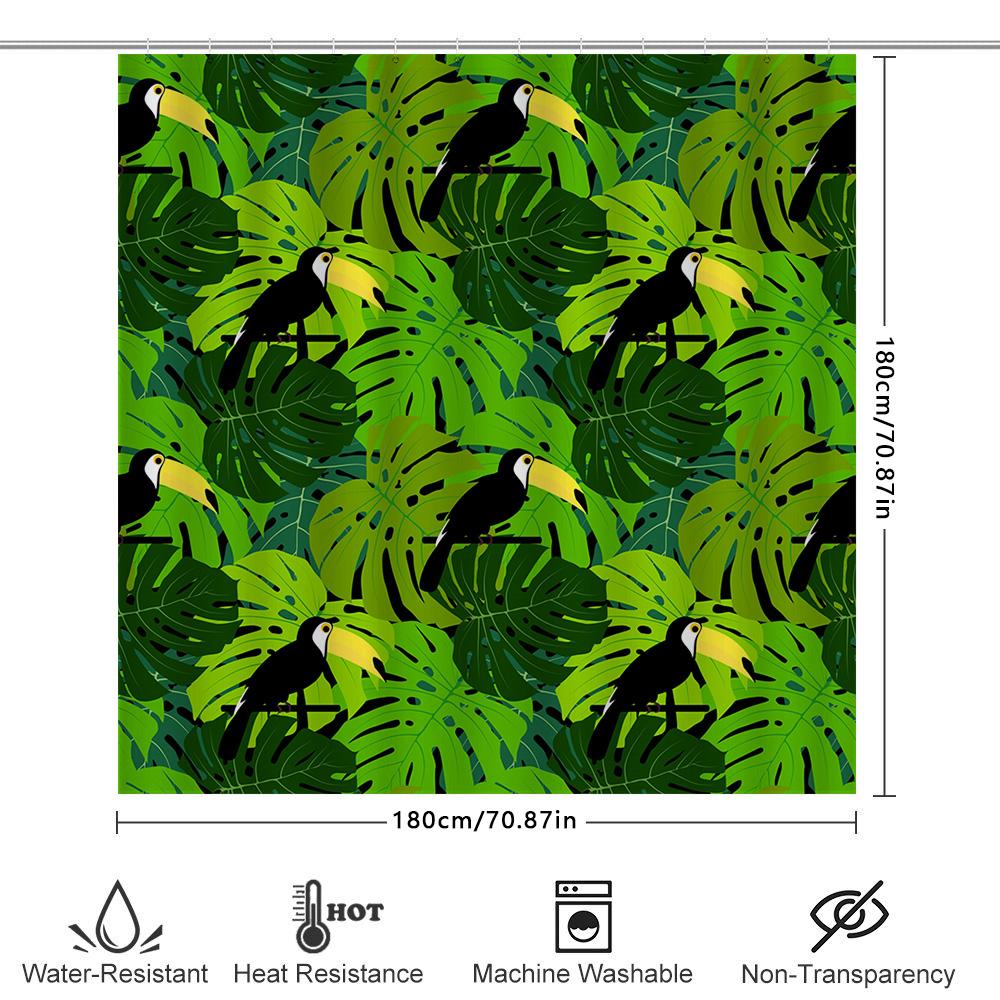 Exotic Bird Leaf Shower Curtain Modern Bathroom Decor For Home Living Room Or Hotel