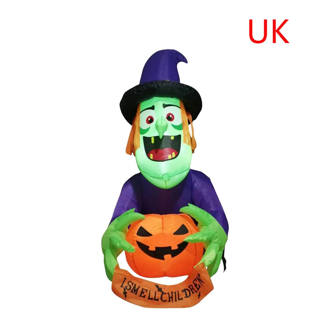Halloween Climbing Window Witch Inflatable Decorations Witch Holding Pumpkin Inflatable Model for Halloween Party Indoor Decor