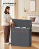 SONGMICS Cesto de Roupa Suja com 4 Compartimentos, 210 L, com Tampa, 5 Etiquetas, Saco Interior Removível e Lavável, Lavandaria Quarto, Cinza Escuro RLH014G01