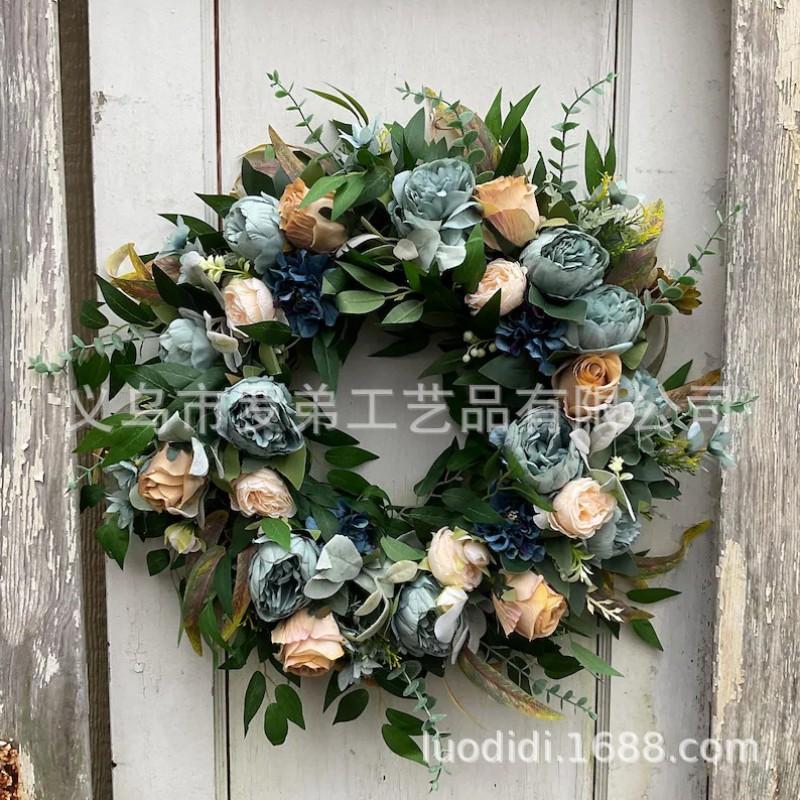 Easter Wreath Decor With Artificial Daisies Sunflowers Door Wall Hanging Home Party Decoration