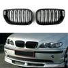Front Gloss Blk Kidney Grills Grille Cover For BMW E46 3 Series 4Door 2002-2005