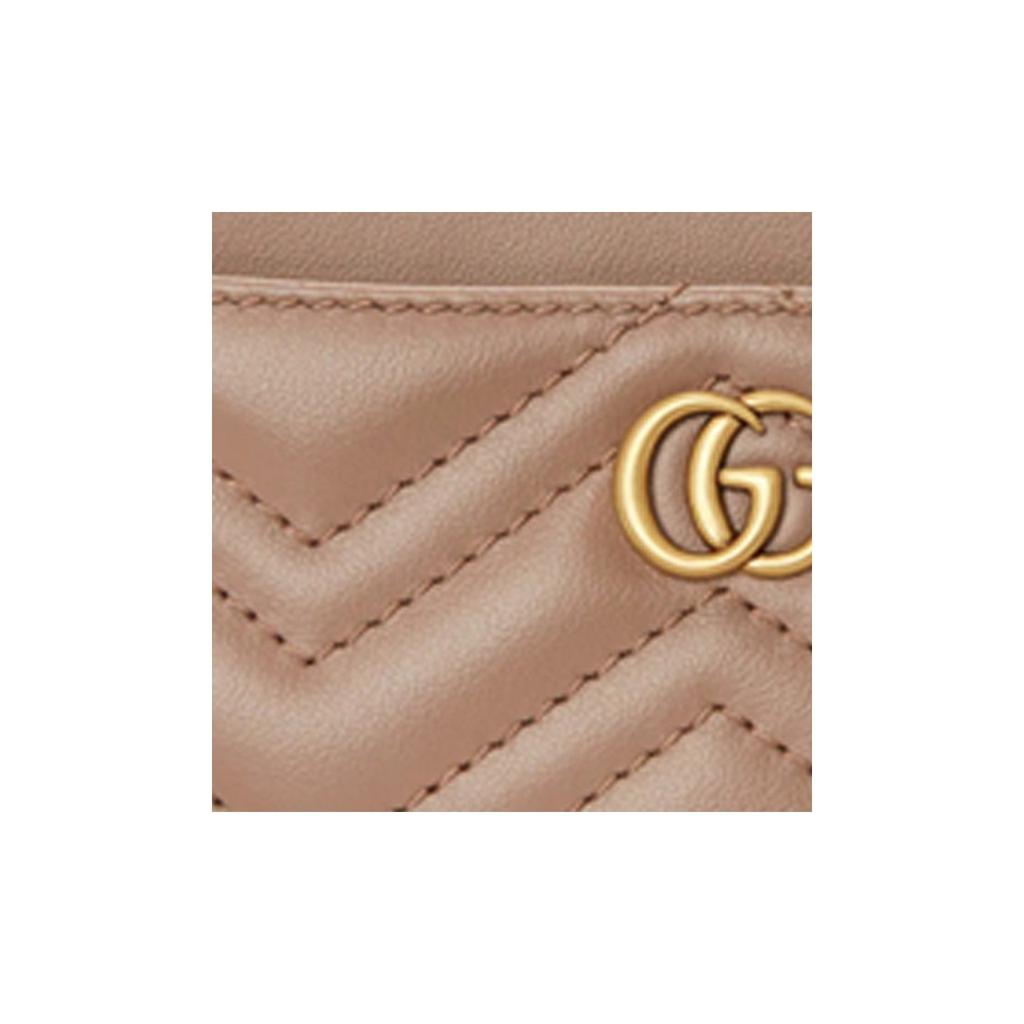 Gucci GG Marmont Quilted Zipper Leather Card Holder Coin Purse Women Wallets Gray Pink 671772-DTDHT-5729