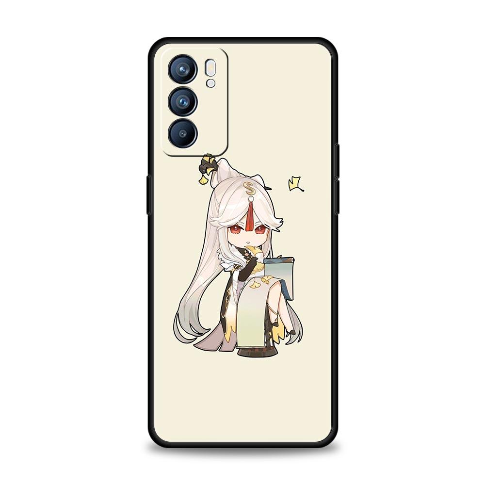 

Cute Genshin Impact Phone Case For Oppo A54 A53 A52 A9 2020 A15 A95 A16 A76 A74 A12 Find X5 Reno7 SE Reno6 Pro Plus 5G Cover Oppo A16