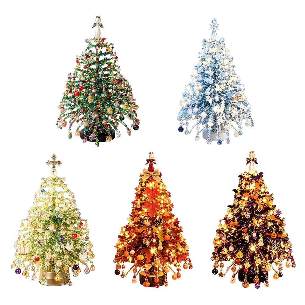 Christmas Tree DIY Craft Kit with LED Lights Handmade Xmas Holiday Decoration Set