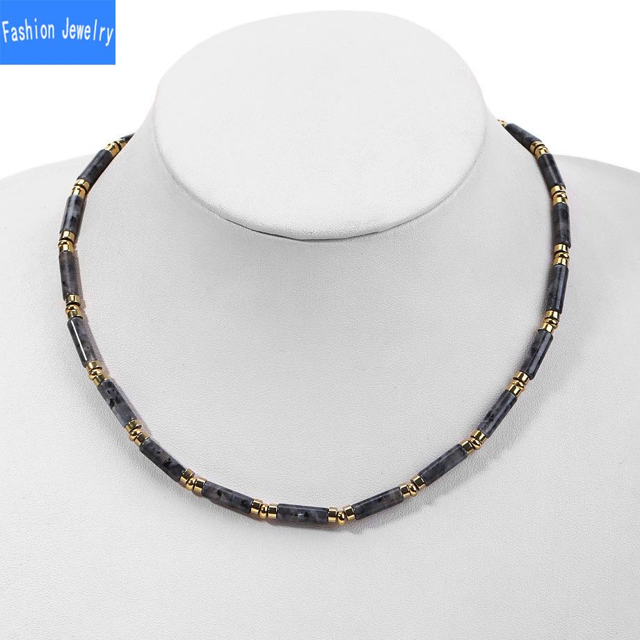 High-end Natural Stone Crystal Cylindrical Bamboo Necklace Pendant Light Luxury Niche Design Exquisite Clavicle Chain for Women