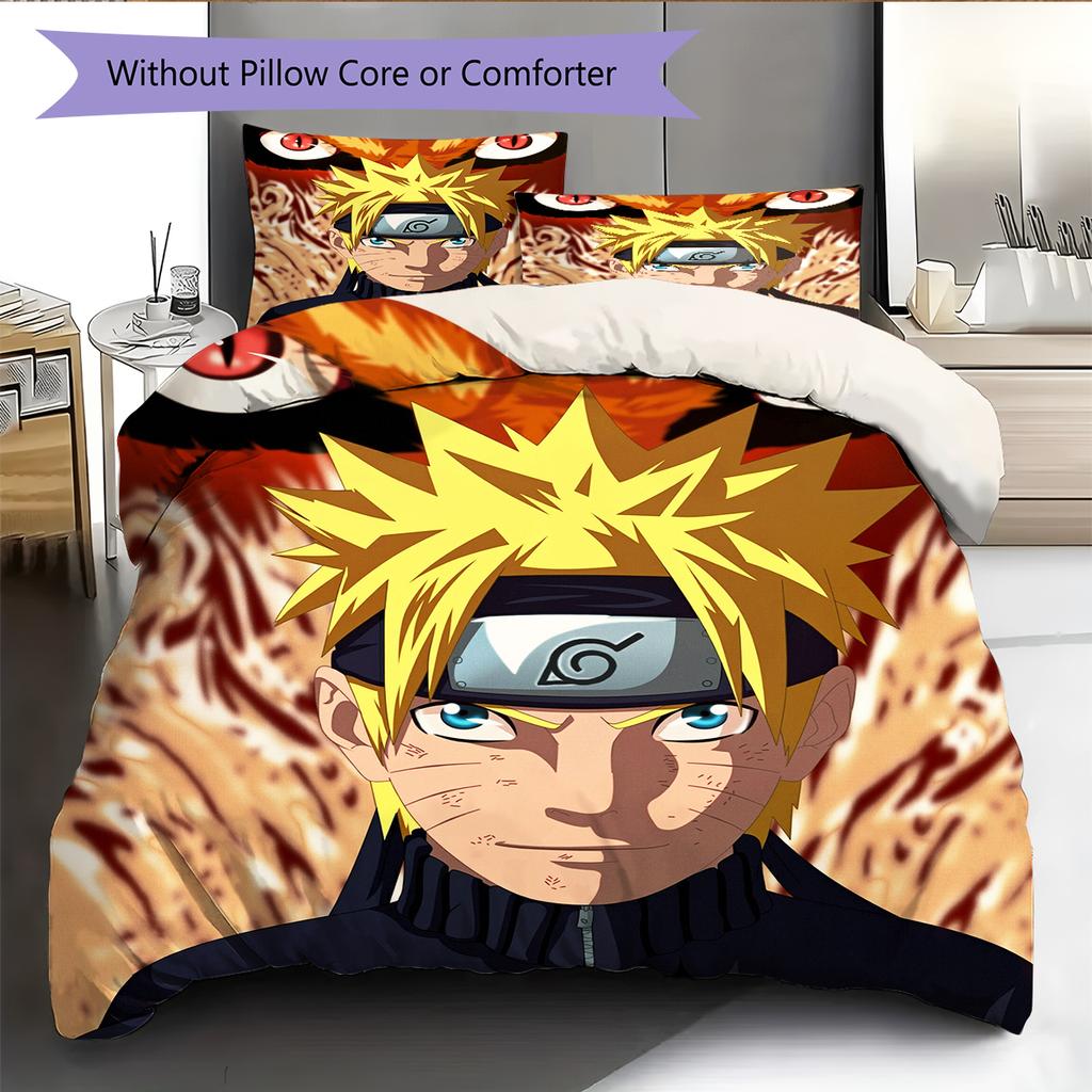 Naruto Uzumaki Naruto Anime Character Pattern Bedding Home Decoration Birthday Gift (1 * duvet cover + 2 * pillowcase, without core)