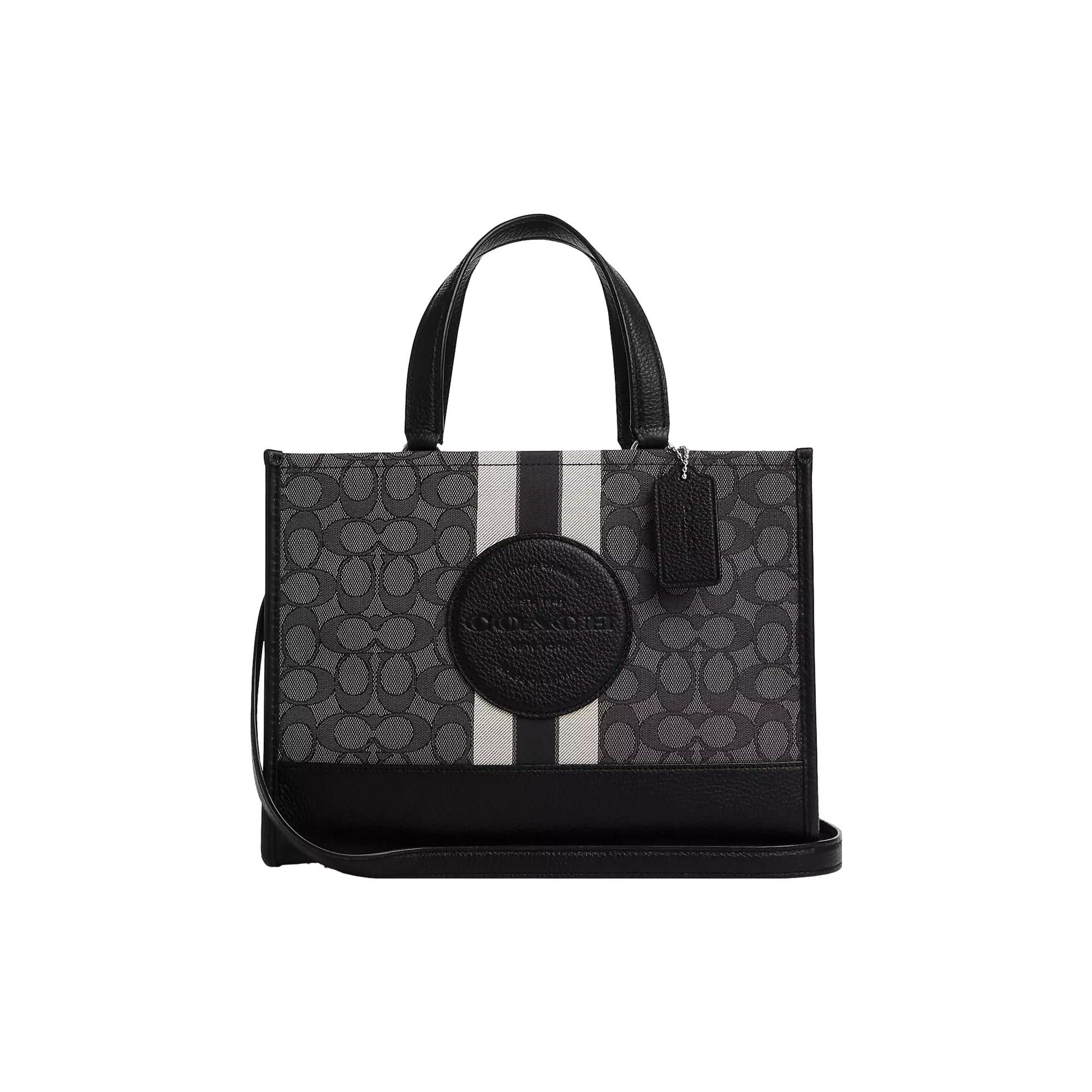 

Coach Dempsey 30 Signature Stripe Classic Canvas Pebble Texture Jacquard Leather Shoulder Tote Bag Large Women handbags CQ877-SVRT6 Basic Set (Bag+Dust Bag)