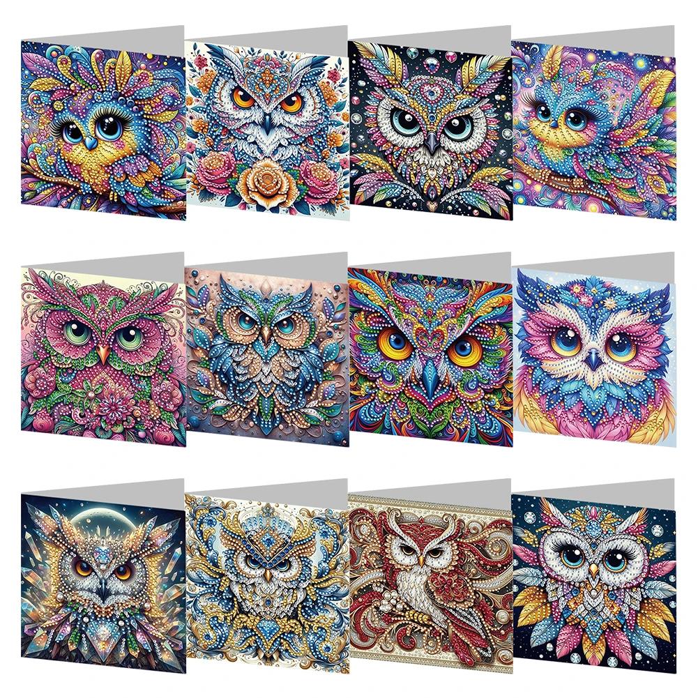 6Pcs/Set Diamond Painting Greeting Cards Christmas Cards 5D Diamond Embroidery Diamond Mosaic Set DIY Holiday Christmas Gifts