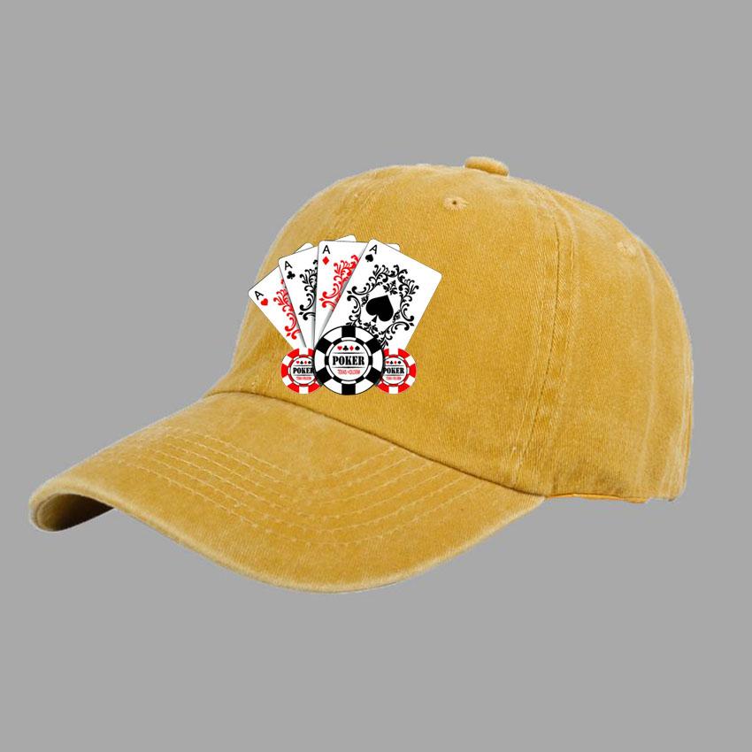 Baseball Caps Men Women Vintage Washed 100% Cotton Dad Hat Funny Poker Pattern Print DIY Team Logo Snapback Cap Hip Hop Hat