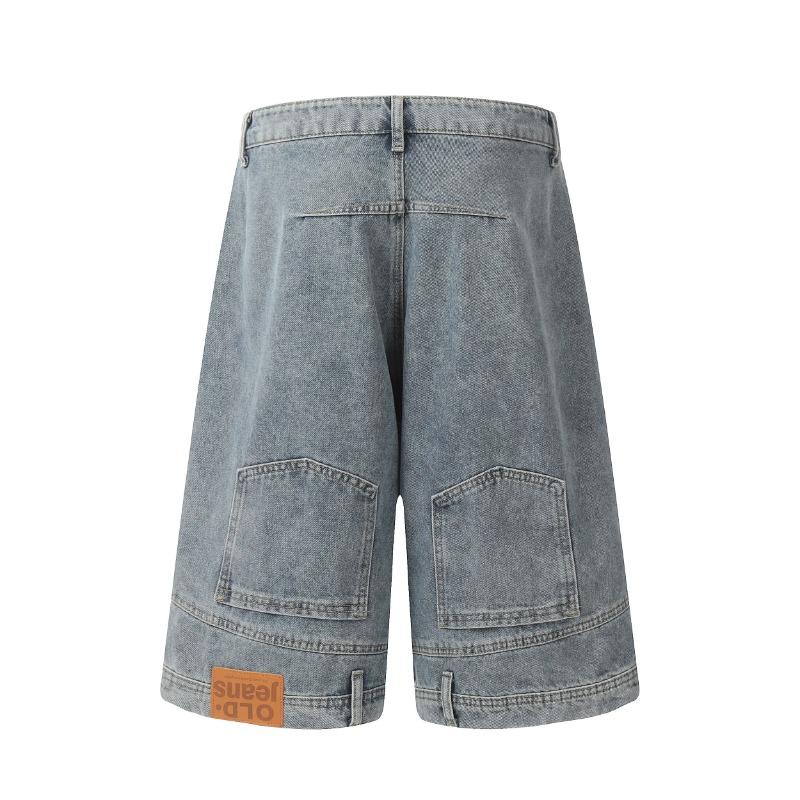 

American Vintage Denim Shorts Men High Street Loose Wide Leg Niche Pants Fashion Casual Versatile Short Jeans XS синій