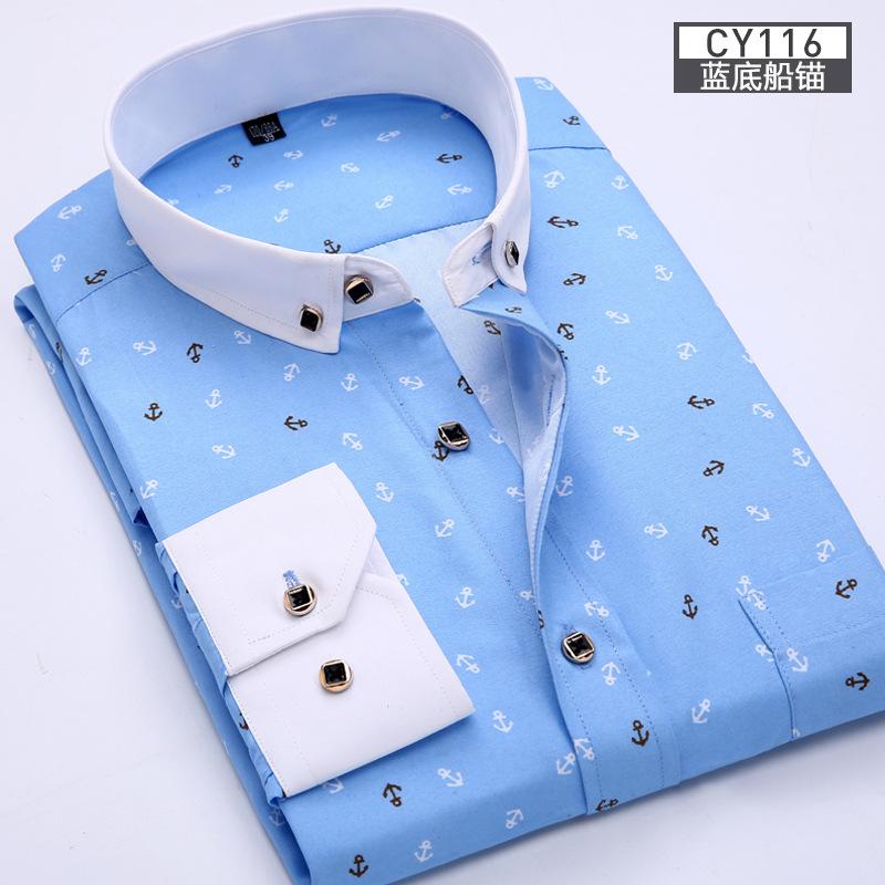 Męska koszula wizytowa Męska biznesowa casual w paski zapinana na guziki Koszule Markowa odzież Slim Fit Długi rękaw Camisa Masculina M-5XL NS5561