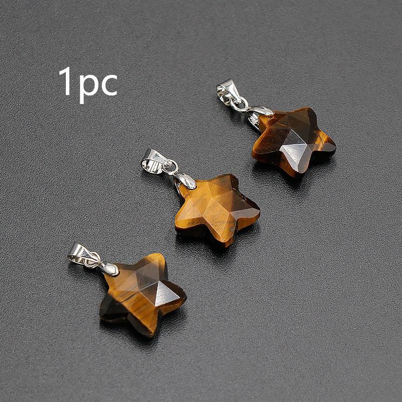 1pc Natural Crystal Star Pendant Necklace Five Pointed Charm Amethyst Stone Necklace Jewelry