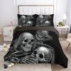 Sugar Skull Duvet Cover Scary Skeleton Comforter Cover Queen Twin Size For Adults Teen Halloween Decor Gothic Skull Bedding Set
