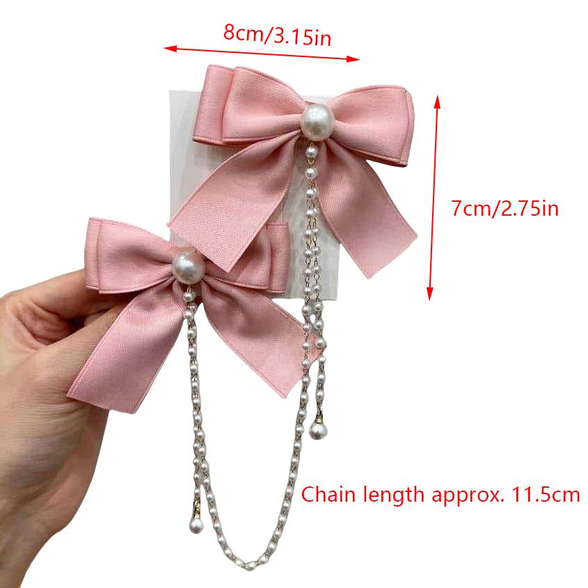 Elegant Pearl Bow Tassel Hair Clip Solid Velvet Hair Claw Children Princess Best Hairpins New Fashion Beauty Hair Accessories