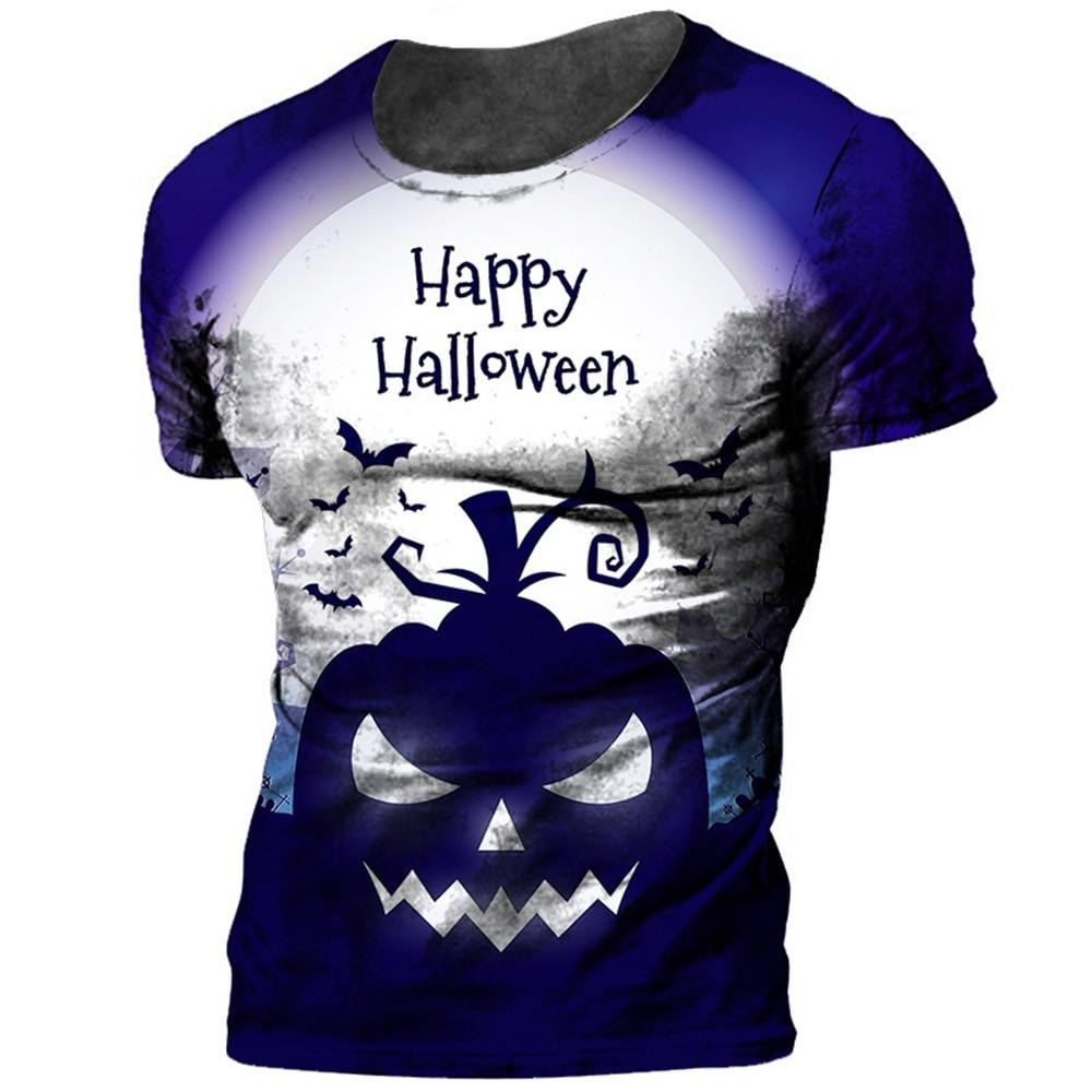 Halloween Men's T-shirt Pumpkin 3D Printed Retro Short Sleeve Fashion Hoodie Street Wear Party T-shirt Men's Oversized Clothing