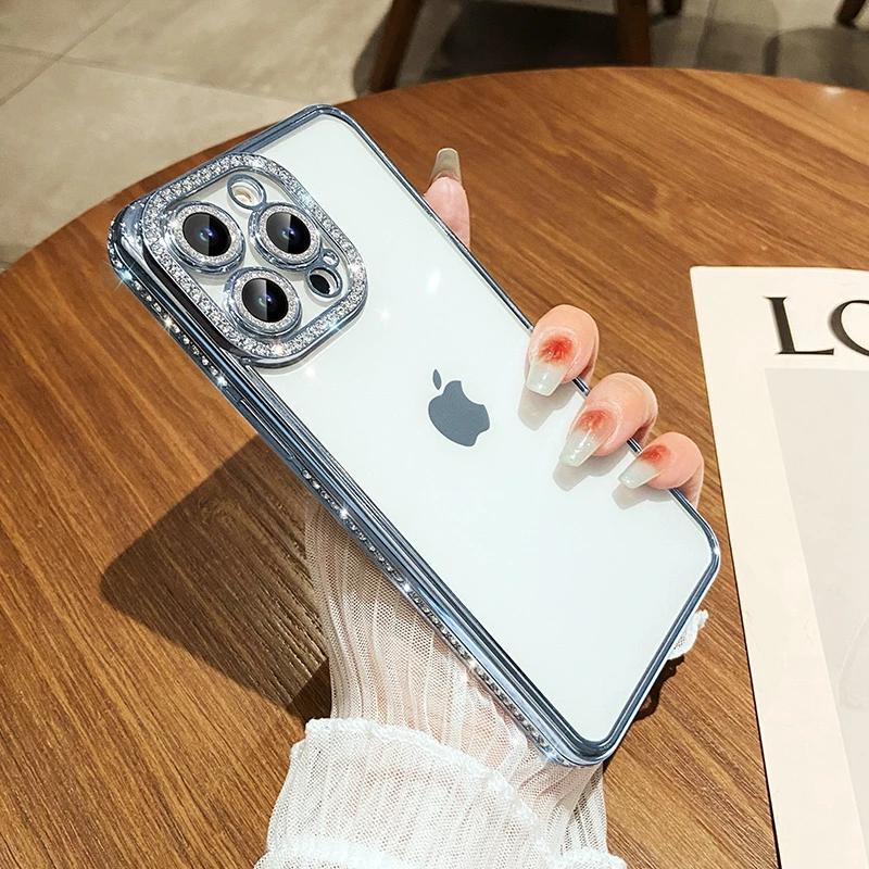 

Роскошный прозрачный чехол для телефона с бриллиантовым блеском для iPhone 15 14 13 12 11 Pro Max Plus, прозрачный бампер, противоударный чехол For iPhone 15Pro Max