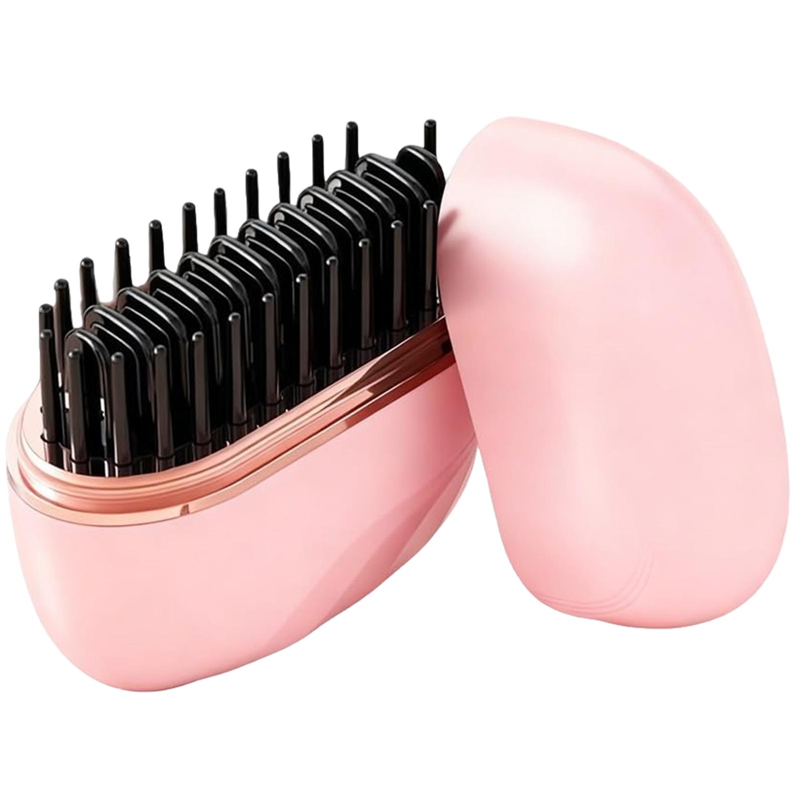 Mini Straightener Portable Hair Straightener Brush with 3 Temp Settings Fast Heating Hot Comb Hair Straightening Comb for Travel розовый