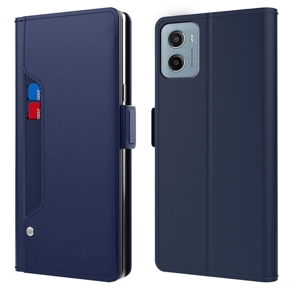 

Для Motorola Moto E15 4G/G05 4G Чехол-подставка из ПУ кожи Чехол для телефона Держатель для карт Зеркало Blue