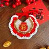 Crocheted Pet Bib Chinese New Year Cat Bib Red Fortune Pet Collar for Cats And Small Dogs Festive Dress-up Accessory