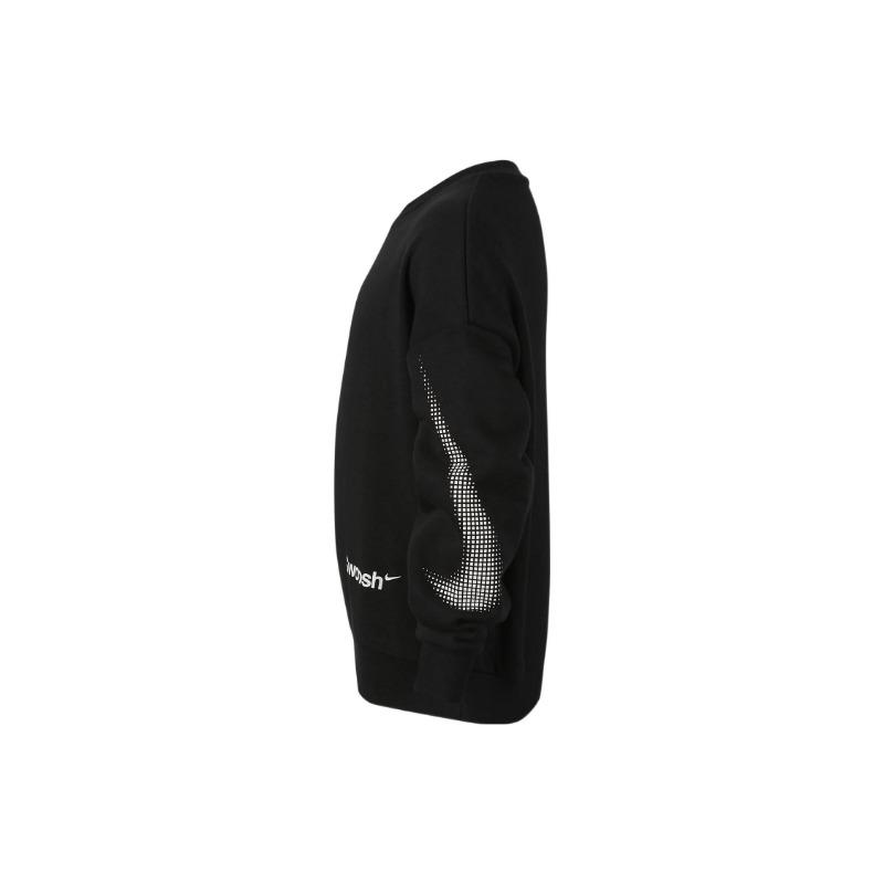 Nike Sweatshirt Letter Logo Print Crewneck Pullover Kids Tops Black FD0150-010