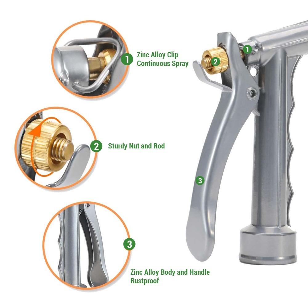 Zinc Alloy Garden Hose Nozzle High Pressure Adjustable Pressure Nozzle Watering Plants US Standard