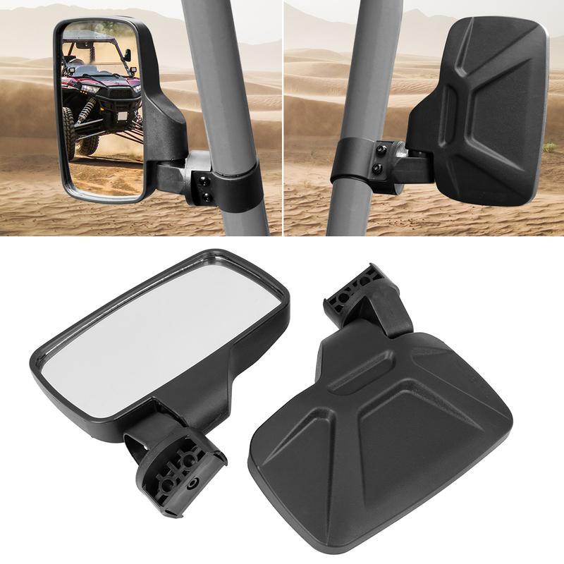 X Autohaux UTV Rear View Center Side Mirror Set 1.75" 2" Clamp for Polaris Kawasaki Can-Am for Arctic Cat for Yamaha for Honda