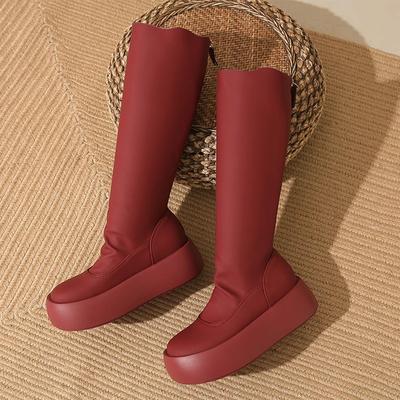 Botas de Plataforma Altas Mulher Sapatos Rasos Mulher Tendência 2024 Designer Inverno Novo Botas de Motociclista Caminhada Tendência Vestido Chaussures Femme