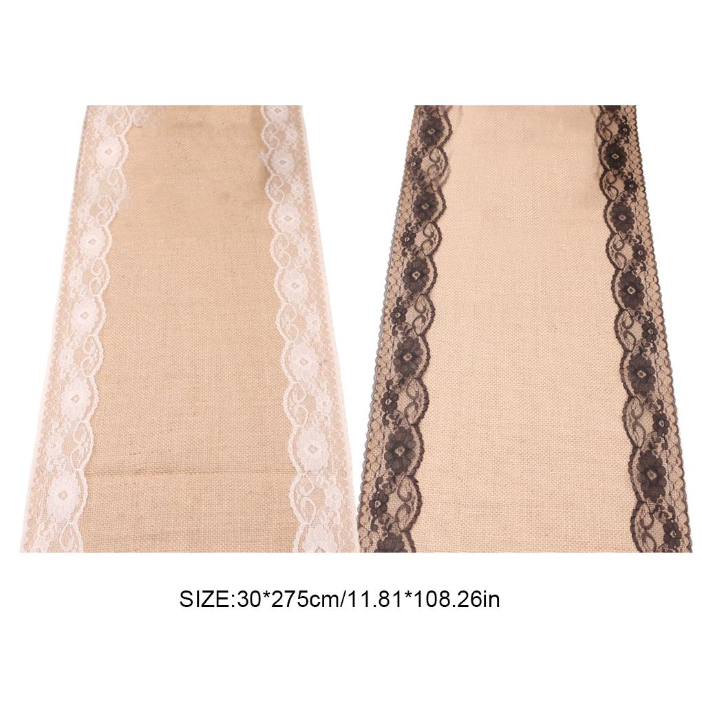 Vintage Wedding Table Runner Burlap Natural Roll Lace Jute Rustic Chic Decor