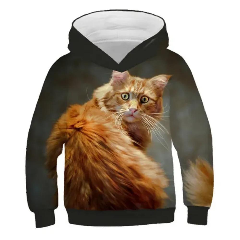 New Boys Girls 3d Animal Print Sweatshirt Kids Cartoon Wacky Fuzzy Cat Explore Space Galaxy Children Harajuku Hoodies Tops