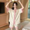 Summer Pajamas Women's Bubble Cotton Korean Version Cute Texture Comfortable Loungewear Short Sleeves Shorts Fat Mm Loose Suit