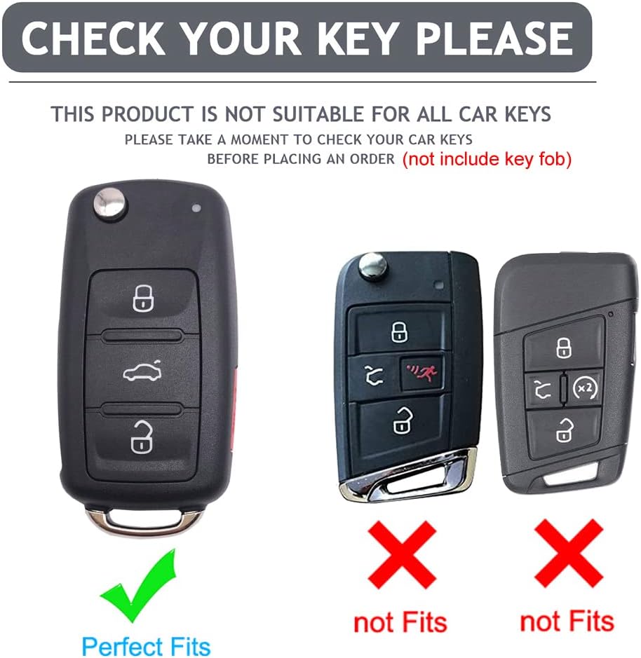 Volkswagen Schlüsselanhänger-Abdeckung, hochwertiger weicher TPU 360 Grad Schutz Schlüsselanhänger-Abdeckung Volkswagen Jetta Golf Polo MK6 Passat Tiguan Schlüsselanhänger