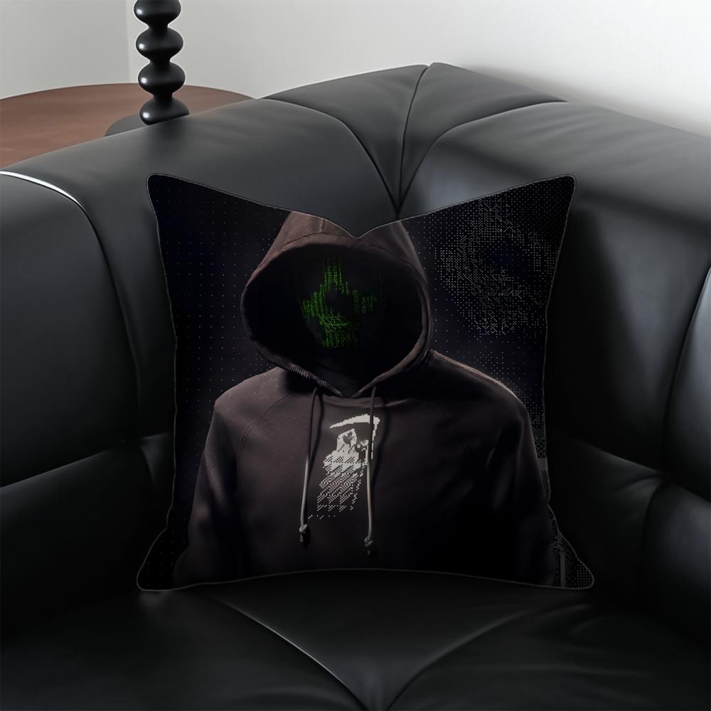 WWatch DDogs 2 Cushion Cover Pillow Case Antidustmite Invisible Zipper Silky Plush Cushion