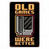 Classic Pixel Games Vintage Retro Metal Tin Sign Old Games Art Poster Space Pixel Game Plaque for Home Room Club Bar Wall Decor