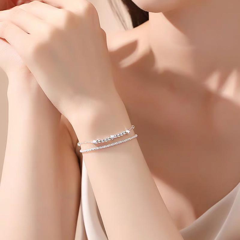 Двухслойный браслет из гипсофилы - Женские украшения в корейском стиле со звездочками