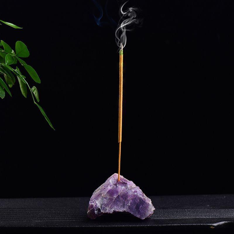 Crystal Stone Incense Stick Holder Natural Healing Gemstone Incense Tray for Home Bedroom Office Decoration Gift