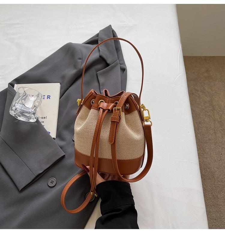 Popular Bag Women's Shoulder Crossbody Women's Bag Drawstring Bundle Women's Bucket Bag Contrasting Handbag