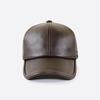 Men Hat Adjustable Faux Leather Baseball Cap with Windproof Hood Snug Fit Solid Color Design Fall Winter Outdoor Casual Hat